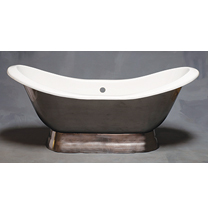 Burnished & Lacquered Exterior 6' Cast Iron Double Ended Slipper Tub